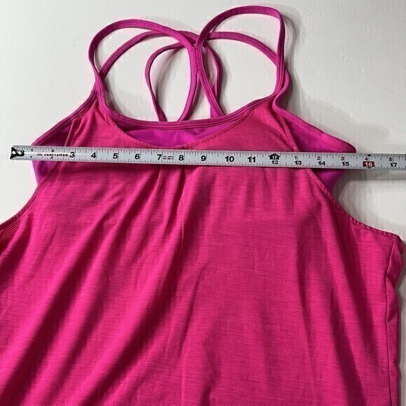 Athleta Athletic Tank Top Size M Fuchsia‎ Hot Pink Strappy Criss Cross Back - Picture 3 of 8